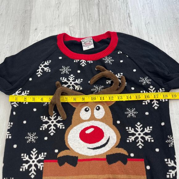 Well Worn Brand Rudolph Reindeer Ugly Sweater Holiday Christmas Knit Sweater XL - Picture 7 of 8